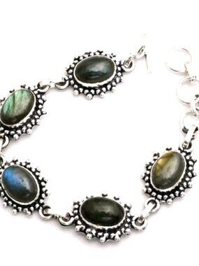 Labradorite Gemstone  Handmade Bracelet 21 Gms